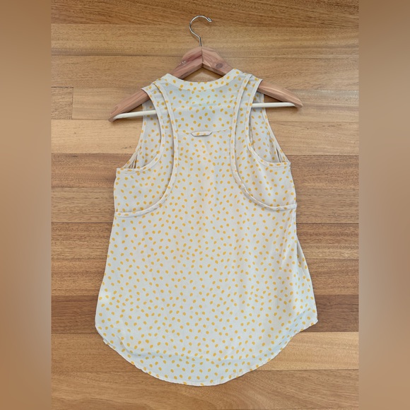Alcee Barneys New York sleeveless blouse - size SMALL, Tan and Turmeric dot - Picture 3 of 5